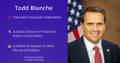 You are currently viewing GLOW Condemns the Confirmation of Todd Blanche; The Senate Hands the Department of Justice to the Lawyer a Federal Court Found Abandoned Its Defense