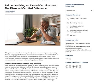 You are currently viewing Diamond Certified Resource Publishes New Article About Paid Advertising Versus Earned Certifications