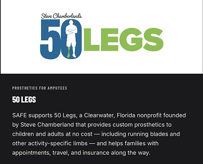 You are currently viewing SAFE Structure Designs Supports 50 Legs and Steve Chamberland’s Mission to Bring Mobility and Hope to Children and Adults With Limb Loss