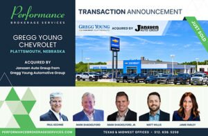 Read more about the article Performance Brokerage Services Advises on the Sale of Gregg Young Chevrolet in Plattsmouth, Nebraska, from Gregg Young Automotive Group to Janssen Auto Group