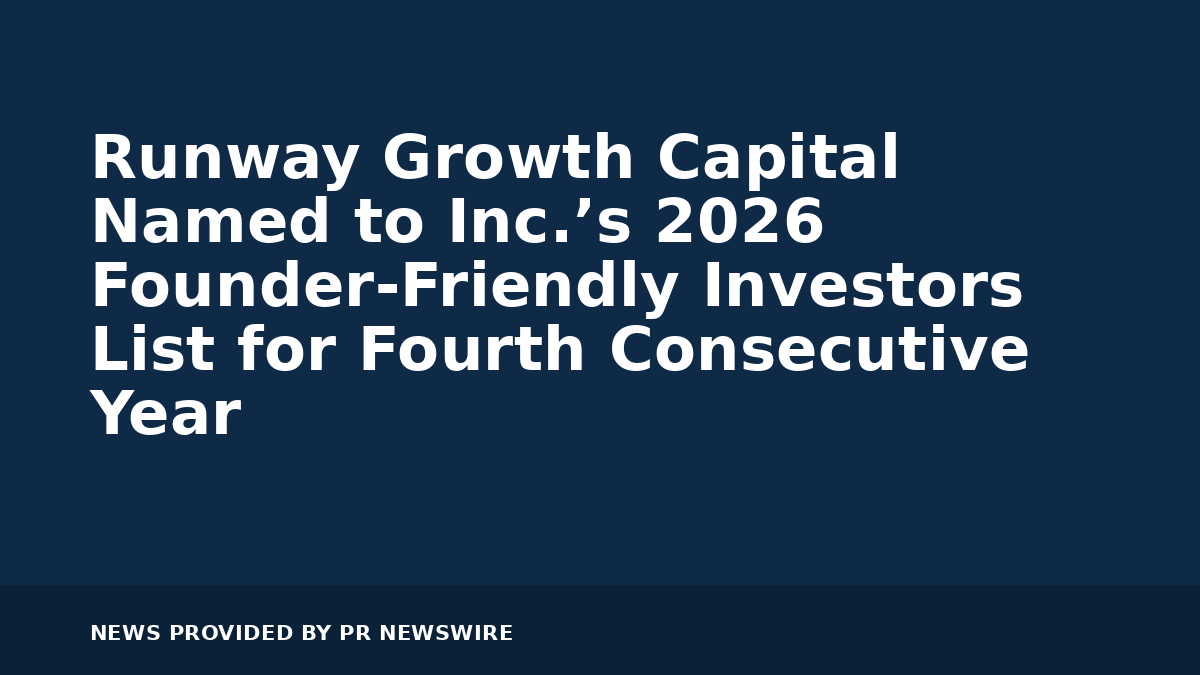 You are currently viewing Runway Growth Capital Named to Inc.’s 2026 Founder-Friendly Investors List for Fourth Consecutive Year